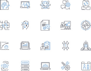 Digital Graphics line icons collection. Vector, Pixel, Resolution, Format, Filter, Texture, Layer vector and linear illustration. Gradient,Clipping,Mesh outline signs set