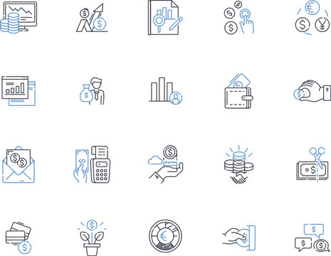 Fundraising drive line icons collection. Donations, Support, Contribution, Philanthropy, Charity, Campaign, Generosity vector and linear illustration. Giving,Fundraiser,Goal outline signs set