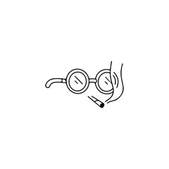 glasses and cigarette doodle vector illustration