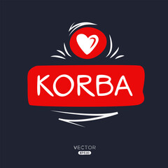 (Korba) city Love Label design. - obrazy, fototapety, plakaty