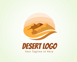 circle mountains desert logo symbol design template illustration