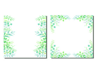 水彩風、手描きの植物のイラストフレーム