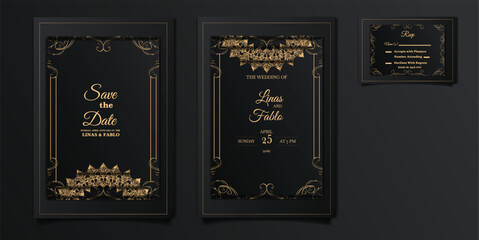 Fototapeta na wymiar elegant wedding invitation cards set