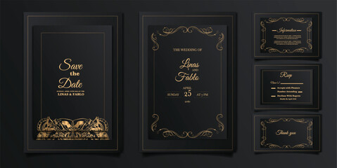 luxury Elegant wedding invitation design set