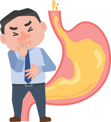 逆流性食道炎で不快感を感じる男性