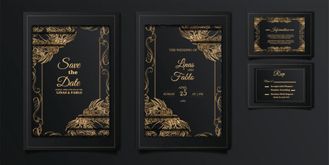 luxury elegant wedding invitation card set