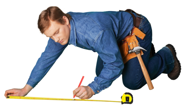 Full body view of Worker with a tool belt