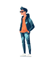 One fashionable man in denim standing