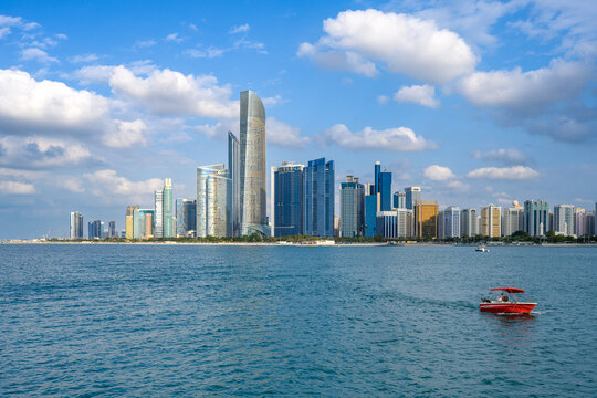Abu Dhabi's skyline at the Corniche.
