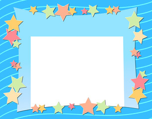 Blue Colorful Pastel Stars Kid's Certificate Award Background Flyer Template