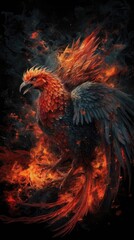 Phoenix with flames and fire surrounding it Generative Ai
