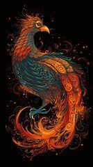 Phoenix with flames and fire surrounding it Generative Ai