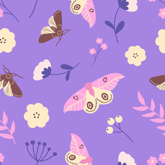 seamless pattern with butterflies and flowers