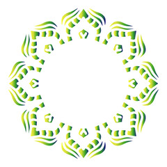 Mandala round frame with flowers and leaf