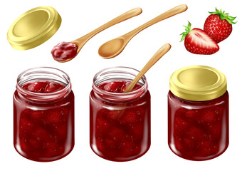 いちごジャム ガラス瓶入り 木製スプーン 蓋