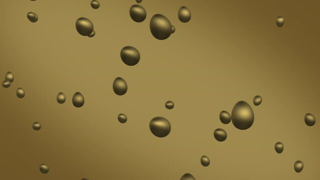 Falling gold eggs, reflective metallic eggshells 3D particles, seamless loop
