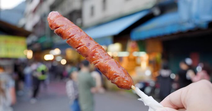 Grill sausage in Taiwan local food stall