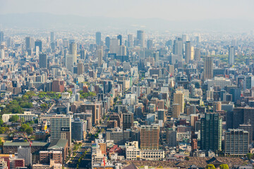 大阪中心部の高層ビル群