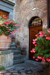 Fototapeta premium Italy, Tuscany. In and around the medieval hilltown of Civita di Bagnoregio.