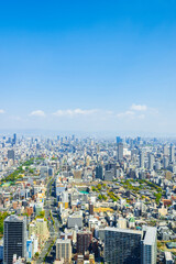 Fototapeta na wymiar 大阪中心部の街並みと青空