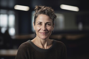 Portrait of mature businesswoman smiling at camera in the office.