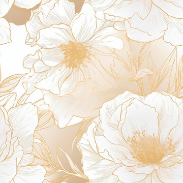 Naklejki Delicada Textura Floral Sem Emenda (seamless) - Padrão Botânico Artístico