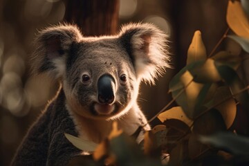 Cozy Koala in Leafy Paradise, AI Generated