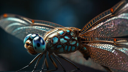 Fototapeta na wymiar Close up portrait of a male green striped darner dragonfly