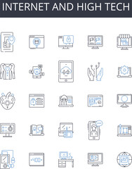 Internet and high tech line icons collection. Immersion, Augmented, Virtual, Realistic, Interactive, Consoles, Multiplayer vector and linear illustration. Graphics,Animations,Haptic outline signs set