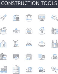 Construction tools line icons collection. Learning, Training, Education, E-learning, Coaching, Curriculum, Instruction vector and linear illustration. Pedagogy,Curriculum,Development outline signs set