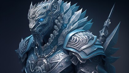 ice tiger warrior, digital art illustration, Generative AI