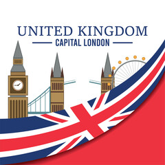 Fototapeta na wymiar United kingdom travel postcard with big ben landmark Vector