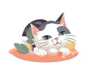 Cute cartoon kitten sitting