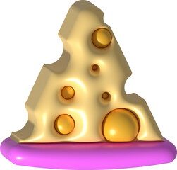 3d rendering Piece of cheese, cheese icon, cheese realistic food