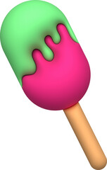 3d illustration. Ice cream stick. Multi colors.