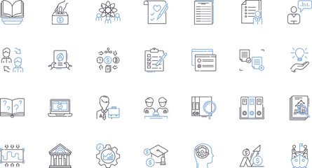 Trade proceeds line icons collection. Commerce, Exports, Imports, Transactions, Revenue, Profit, Barter vector and linear illustration. Tradeoffs,Business,Exchange outline signs set