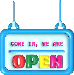 business come we are opening hours icon e-commerce illustration 3d