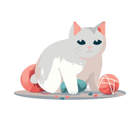 Cute kitten playing with a red ball