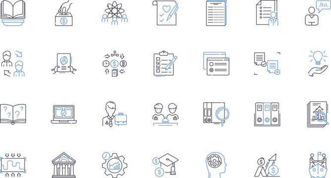 Trade proceeds line icons collection. Commerce, Exports, Imports, Transactions, Revenue, Profit, Barter vector and linear illustration. Tradeoffs,Business,Exchange outline signs set