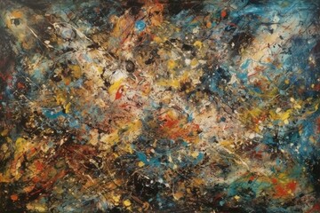 Naklejka na ściany i meble Supernova Symphony: Abstract Oil Paintings that Channel the Explosive Power of Cosmic Energy - Generative AI 8