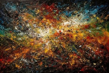 Naklejka na ściany i meble Supernova Symphony: Abstract Oil Paintings that Channel the Explosive Power of Cosmic Energy - Generative AI 3