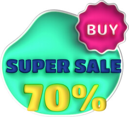 Sale banner design,Shopping deal offer discount,Super sale 70 percentage.3d illustration