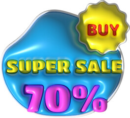 Sale banner design,Shopping deal offer discount,Super sale 70 percentage.3d illustration