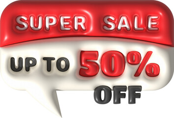 Sale banner design,Shopping deal offer discount,Super sale up to 50 percentage off.3d illustration