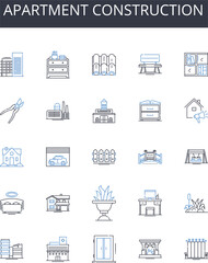 Apartment construction line icons collection. Scanner, Photocopier, Printer, Fax, Projector, Binder, Laminator vector and linear illustration. Shredder,Envelope,Stapler outline signs set