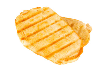 Toasted bread with melted butter, Brazilian breakfast food, Isolated, White Background