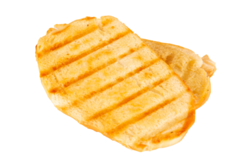 Toasted bread with melted butter, Brazilian breakfast food, Isolated, White Background