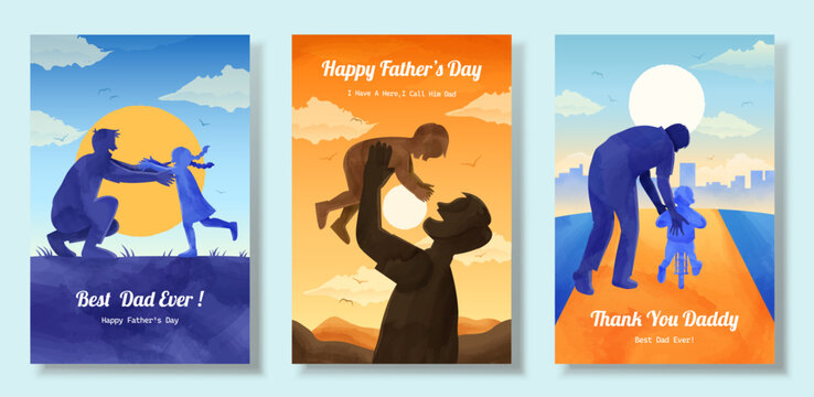 Father's Day watercolor poster set
