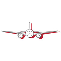 Isolated monochrome airplane vehicle icon Vector