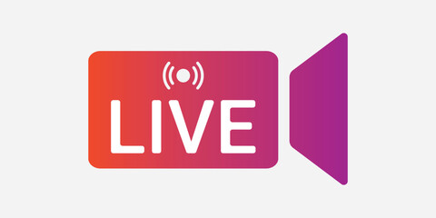 Live streaming icon set. Live video stream symbol. broadcasting isolated on white and transparent background